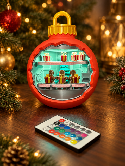 Light-Up Christmas Bauble – Gingerbread Scene